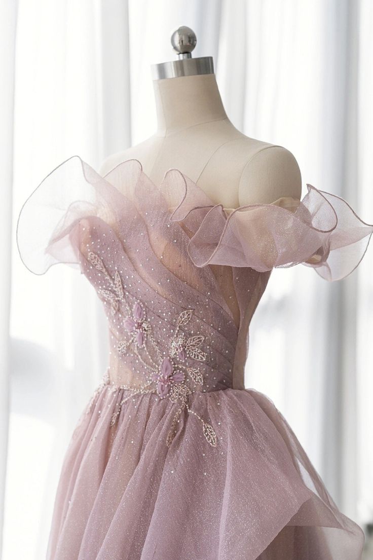 Tulle Long A-line Prom Dress, Lovely Off the Shoulder Evening Dress fg5042