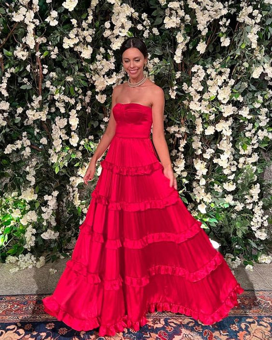 A-line Red Prom Dress, Formal Gown Long Prom Dresses fg4948