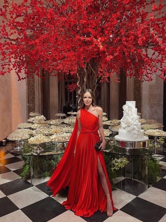 A Line Red Long Evening Prom Dresses fg3213