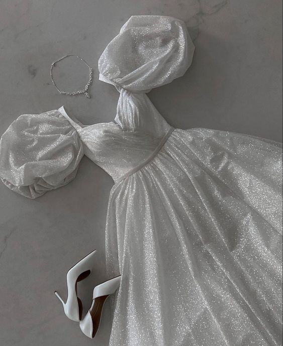 Shinny A line Floor Length White Prom Dresses,evening Dress,formal Dress fg3663