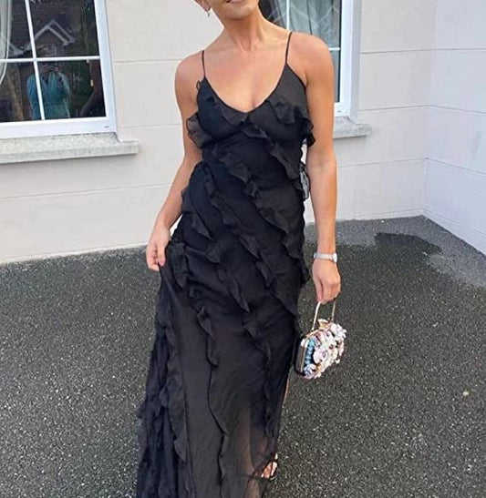 Black Long Party Dress, Mermaid Prom Dress fg3285