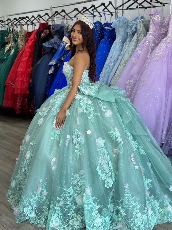 Sage quinceañera dress Ball Gown Party Dress Evening Dress fg3943