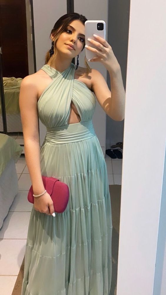 A-Line Prom Dresses Sage Dress Wedding Guest Party Evening Dress fg3954