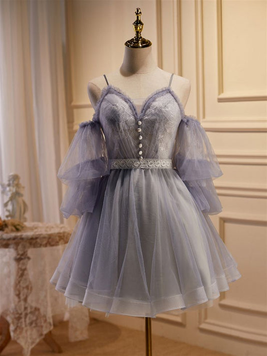 Vintage Elegant Short Formal Dress, Quinceañera Dress Homecoming Dresses V Neck Graduation Dress fg3420