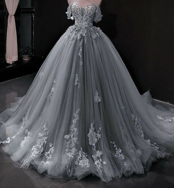 Gray quinceañera dress Ball Gown Evening Dress fg3940
