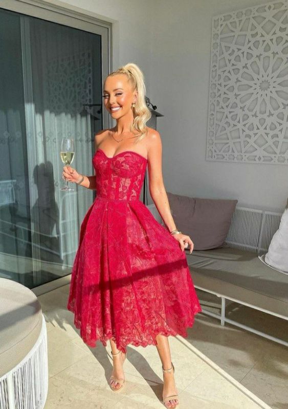 Red Party Dress Lady Fashion Homecoming Gown fg3692