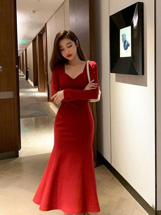 Red Long Evening Dresses Prom Gown Party Gowns fg3900