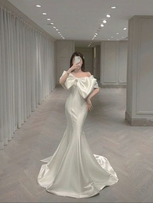 Satin Long Prom Dress Party Dress Mermaid Gown fg4143