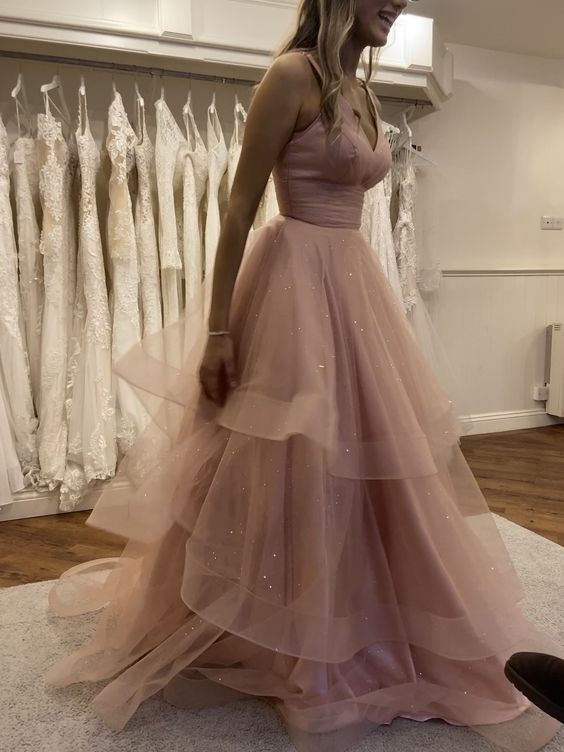 A-Line Pink Long Prom Dress Formal Evening Dresses fg3278