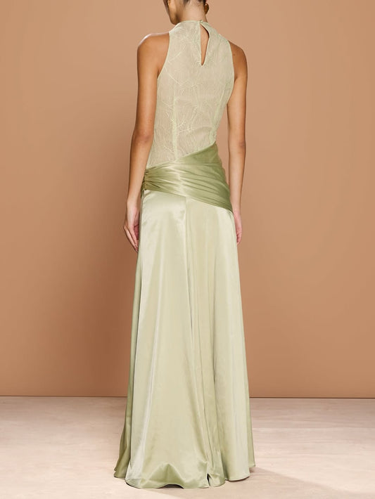 Chic Sleeveless High Neck Prom Dress With Embroidery