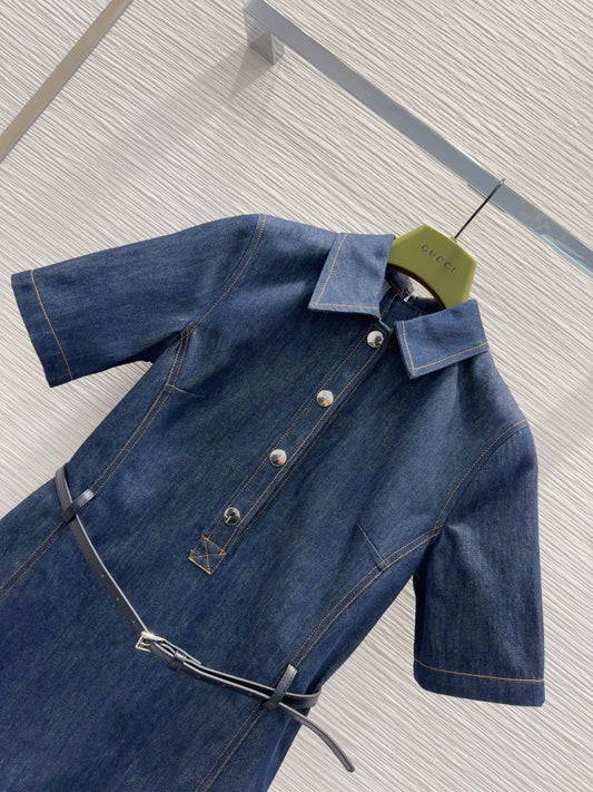 Gucci 25 Denim Dress Blue Cotton