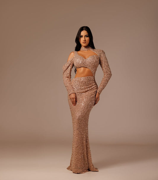 Chic Long Sleeves Sweetheart High Necked Mermaid Prom Dress With Sequins
