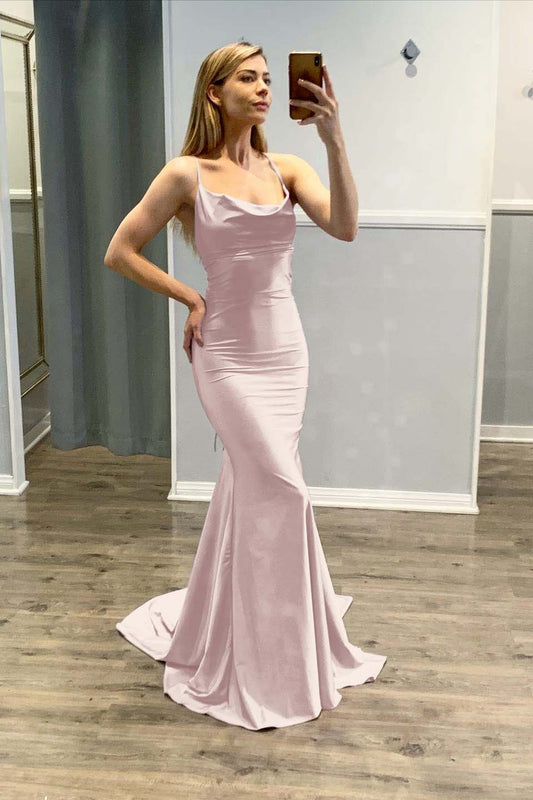 Mermaid Spaghetti-Straps Light Purple Prom Dress