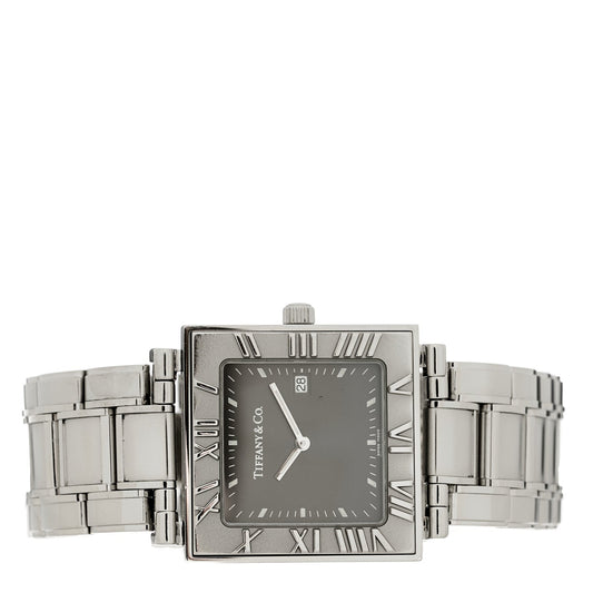 Stainless Steel 28mm Atlas Square Quartz Watch Grey