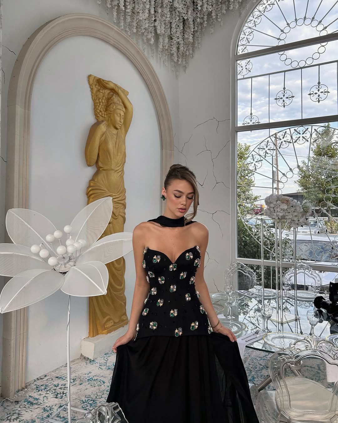 Black Sleeveless A Line Sweetheart Long Prom Dress With Beads