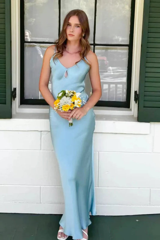 Backless Sweetheart Spaghetti Straps Long Party Prom Dress