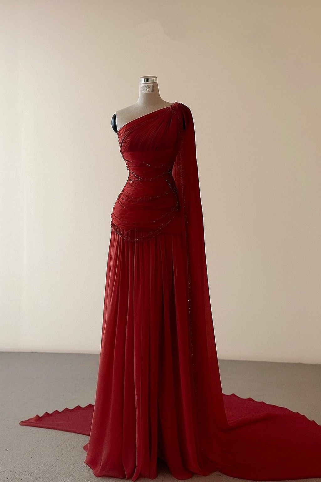 Classy A Line One Shoulder Pink Chiffon Evening Gown Prom Dresses SD1435