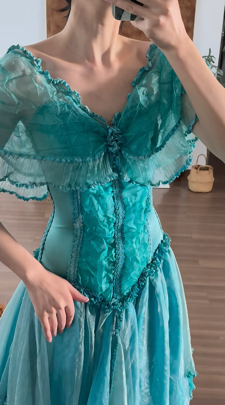 V Neck Chiffon Prom Party Dress Retro Vintage Evening Dress fg8696
