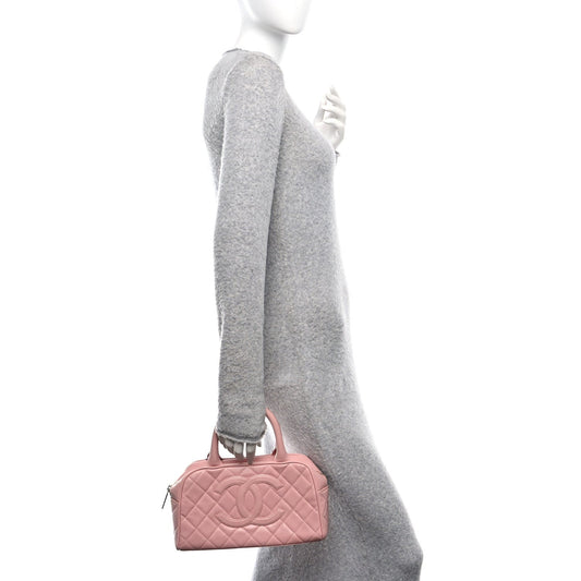 Caviar Quilted Small Bowler Pink
