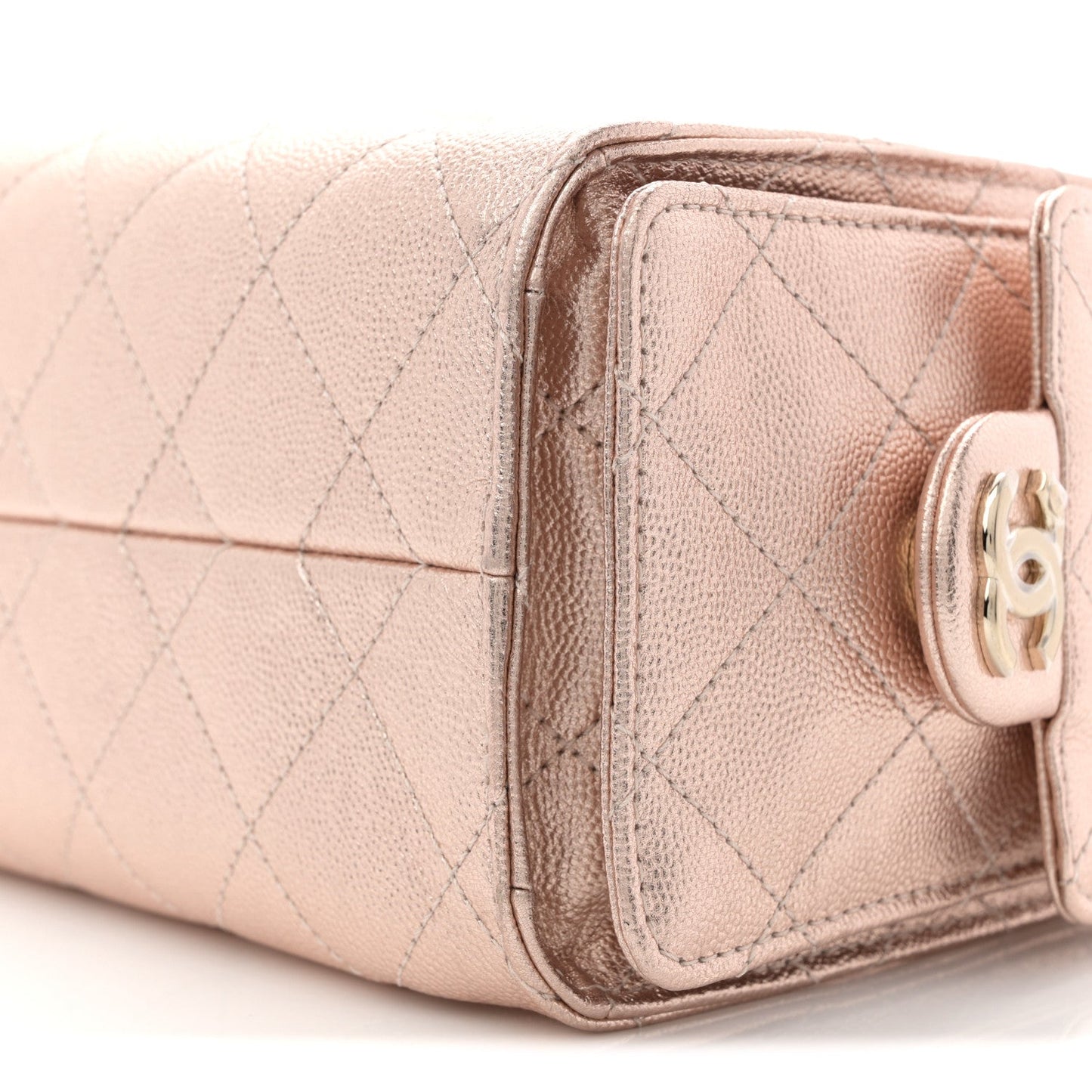 Metallic Caviar Quilted Mini Chanel 25 Handbag Copper