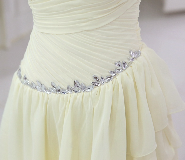 Chic Sweetheart Neck Irregular Layered Party Dress, Ivory Chiffon Homecoming Dress SH751