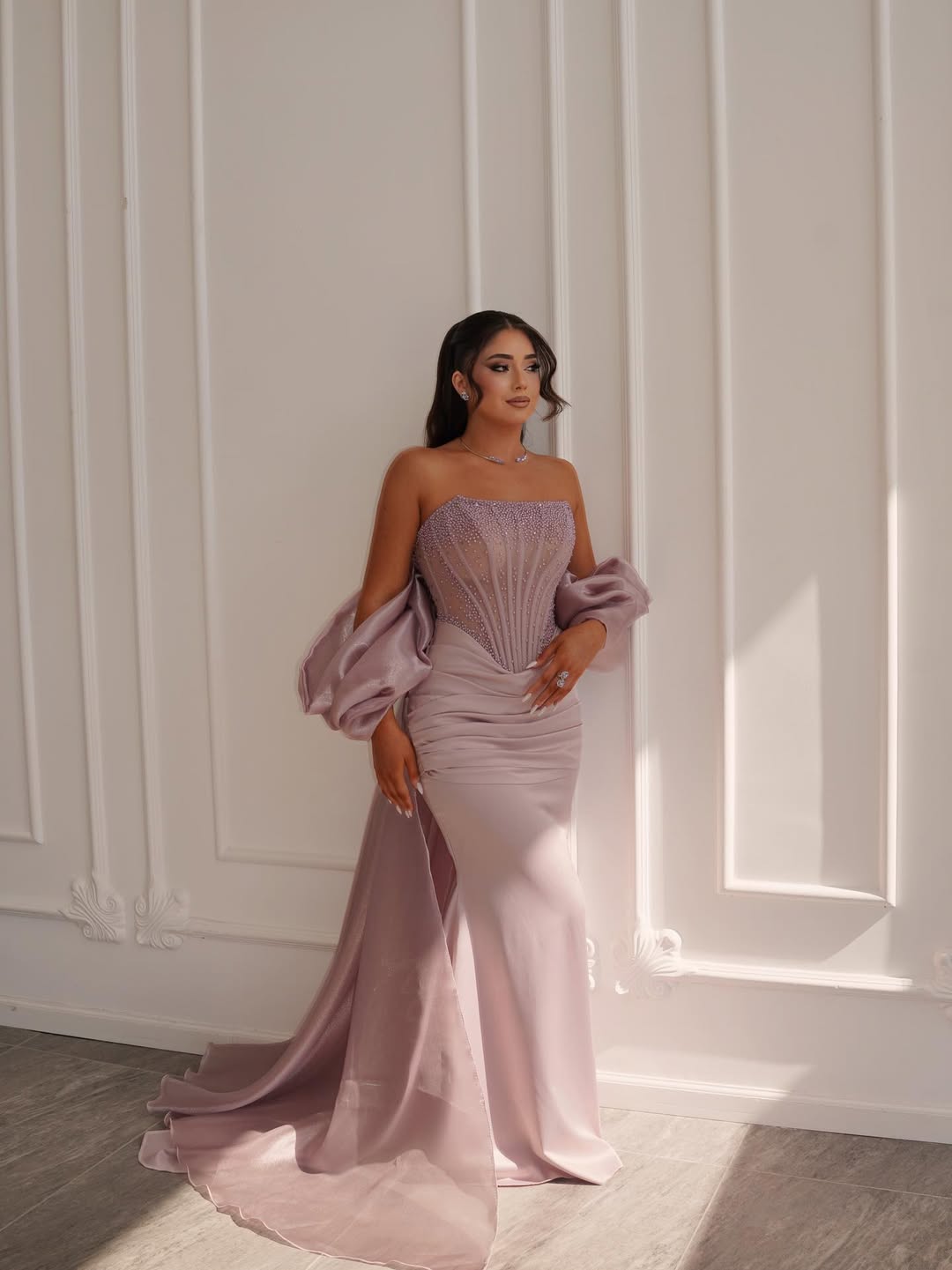 Sleeveless Strapless Square Mermaid Long Prom Dress With Beads