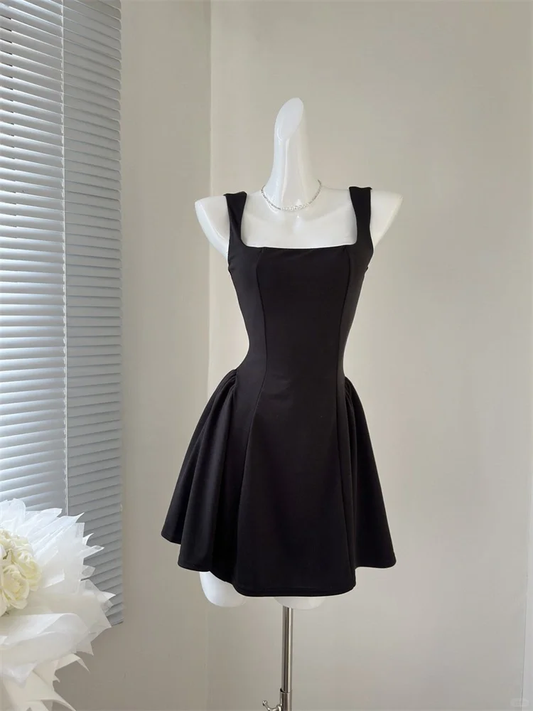 Simple White Square Neckline A Line Homecoming Dress Short Vacation Dress S402