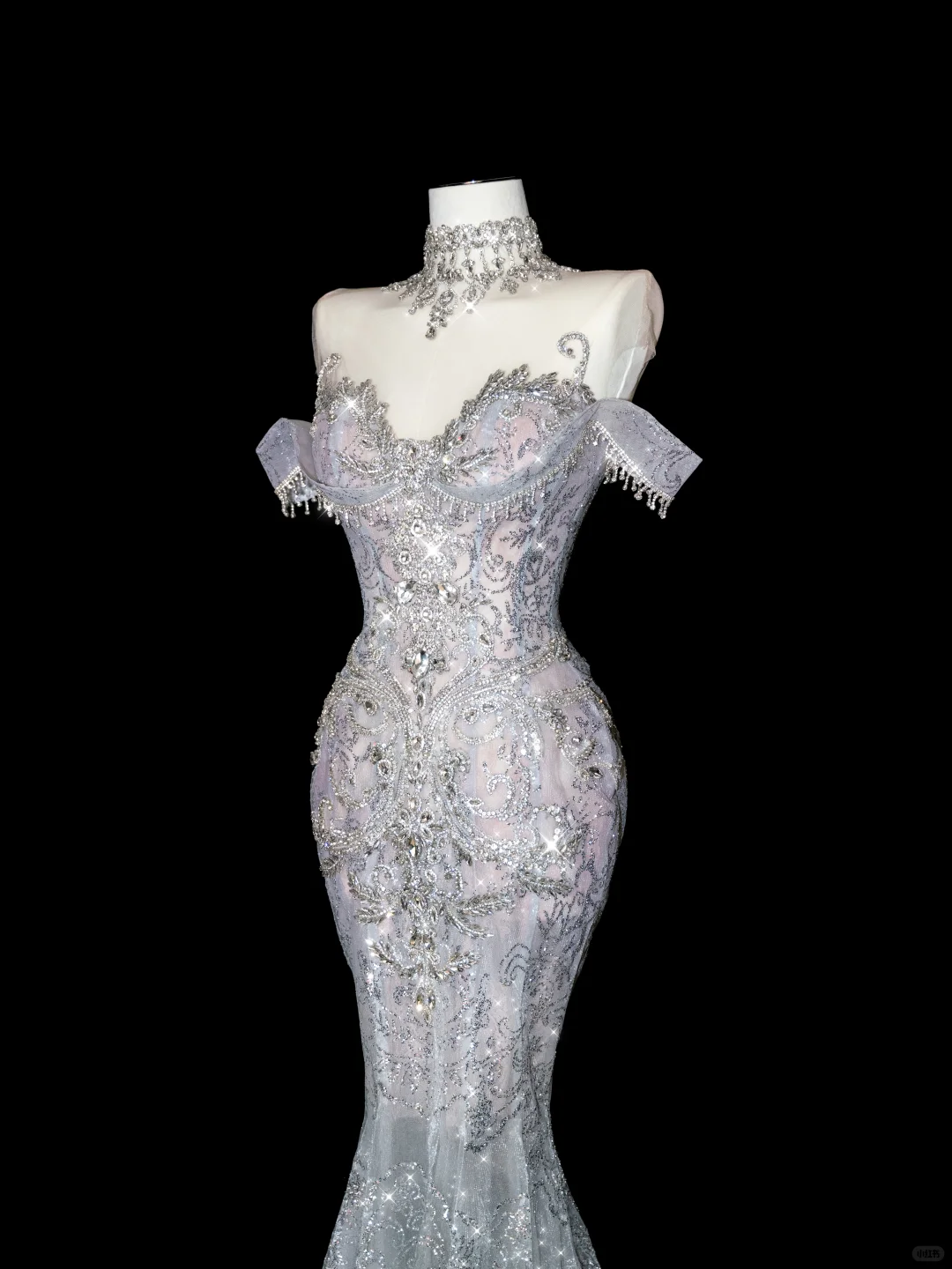 White Elegant Mermaid Off the Shoulder Beaded Lace Long Prom Dress Party Dress SH3494