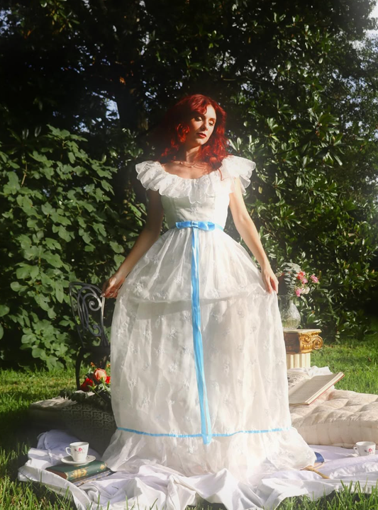 Princess A Line Off the Shoulder Embroidered White Tulle Party Dress Evening Dress SH2780