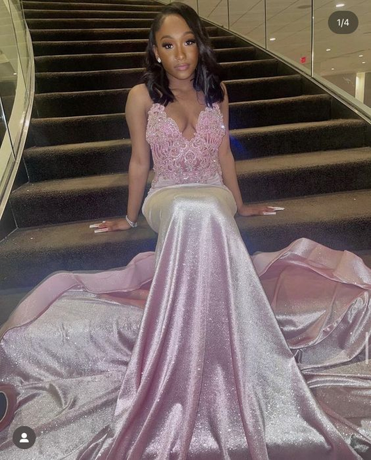 Sexy Mermaid Party Dress Pink Prom Evening Dress SH1267