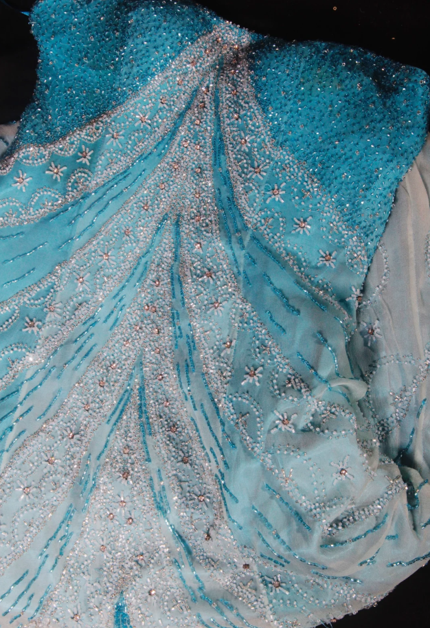 Dreamy Blue Strapless Chiffon Beaded Mermaid Long Birthday Party Dress Formal Prom Dresses D2238