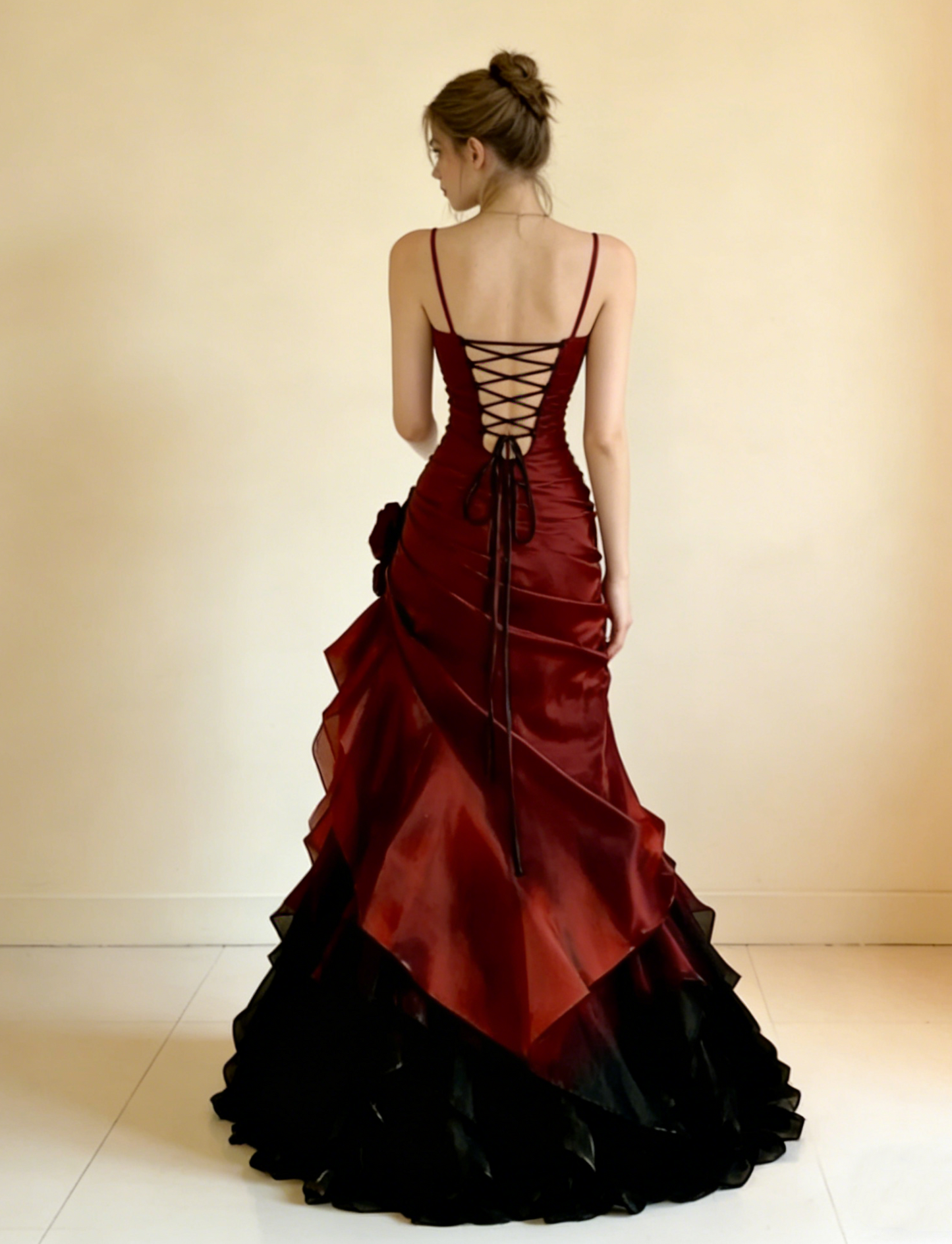 Charming Prom Dress Ombre Spaghetti Straps Pleated Formal Gala Gown Evening Dress Birthday Party Dress D5082