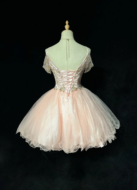 Cute Ball Gown Spaghetti Straps Light Pink Mini Short Formal Homecoming Dresses Party Short Prom Dress Hoco Dresses DH2649