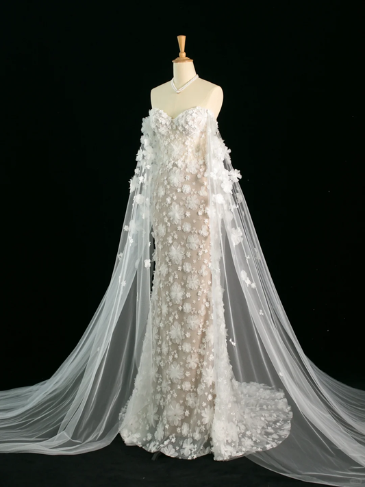 Pretty Wedding Dress Mermaid Off The Shoulder White Long Sleeves Lace Long Vintage Wedding Dresses Bridal Gowns Brides Gown DH383