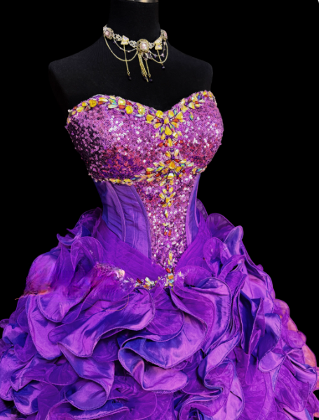 Cute Strapless Ball Gown Taffeta Long Prom Dresses Tulle Purple Quinceanera Dresses Sleeveless Sweet 16 Dresses DP04151