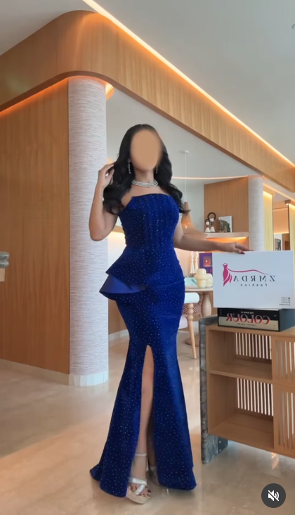 Chic Strapless Sheath Royal Blue Prom Dresses Beaded Velvet Sleeveless Long Evening Dresses DP04197