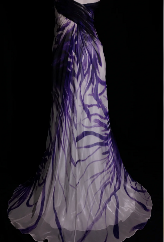 Elegant Sweetheart Sheath Long Prom Dresses Chiffon Puprle Evening Dresses Sleeveless Mother of Bride Dresses DP04283