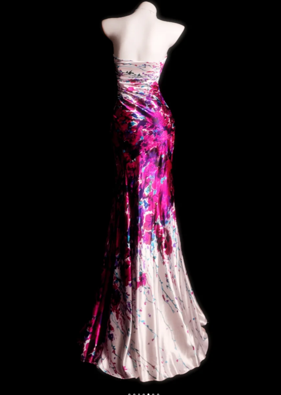 Chic Strapless Sheath Long Prom Dresses Satin Birthday Drseses Sleeveless Evening Dresses DP04461