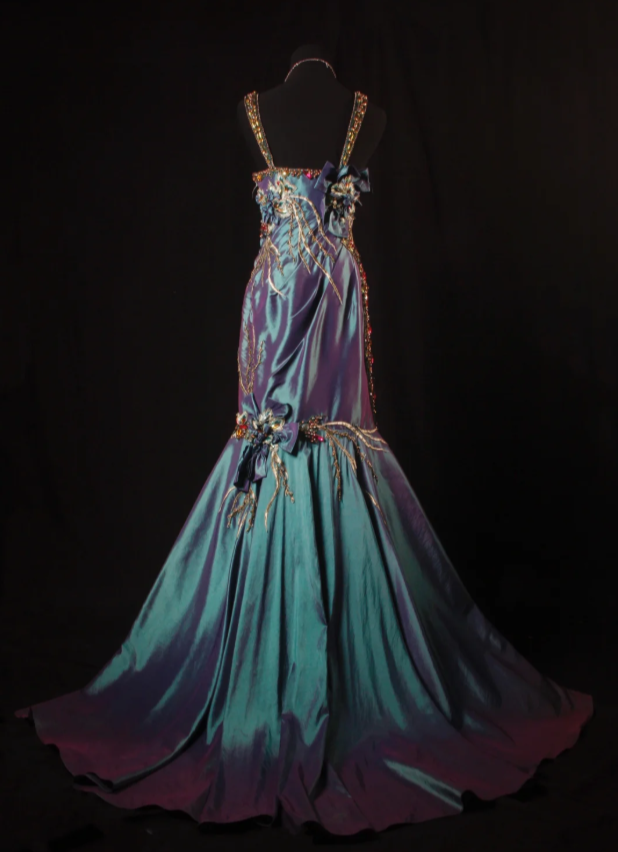 Elegant Blue Long Prom Dress Satin Beaded Spaghetti Straps Party Dress Mermaid Sleeveless Evening Dress DP04879