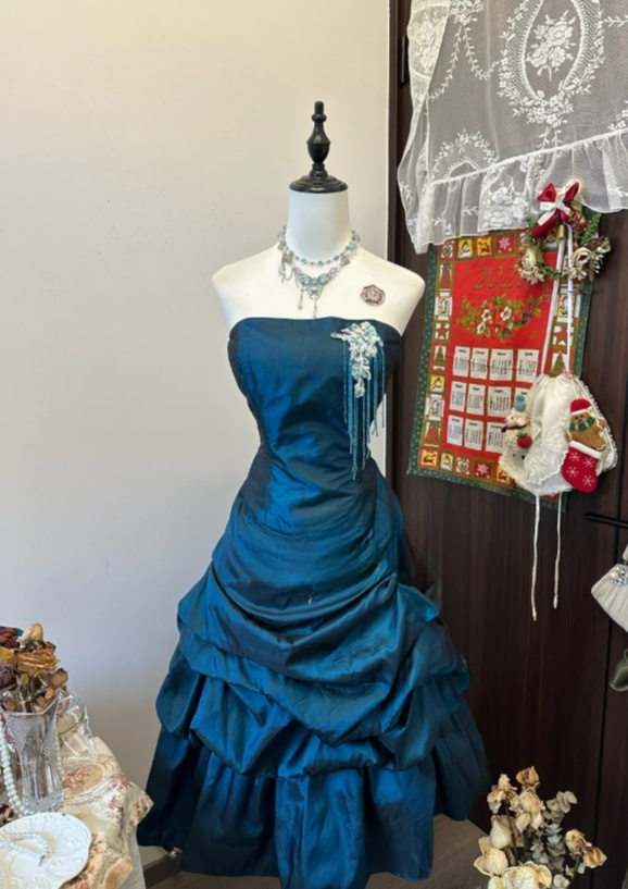 Chic Teal Prom Dress Satin A-Line Sleeveless Evening Dress DP05150