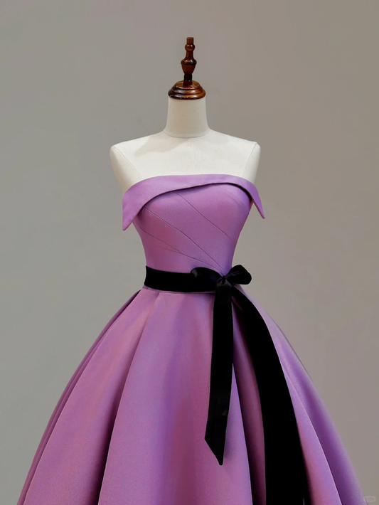 Elegant Glamour A Line Strapless Satin Lilac 21st Birthday Dress Party Gown Birthday Outfits Birthday Dress Ideas For Women DP1526