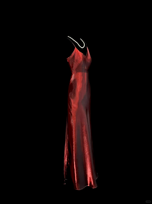 Vintage Mermaid Spaghetti Straps Red Long Evening Party Gowns Evening Formal Dresses Prom Dress DP2029