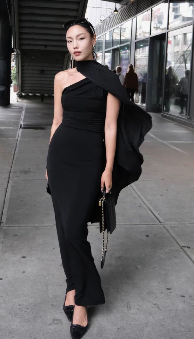 Simple Sheath One Shoulder Black Prom Dresses Formal Summer Wedding Guest Dresses Wedding Guest Outfits DP2175