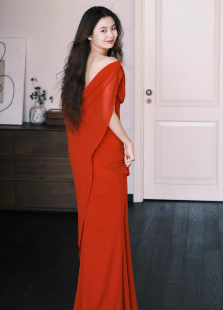 Elegant Off-shoulder Mermaid Chiffon Long Prom Dresses,Red Formal Evening Gowns DP3069