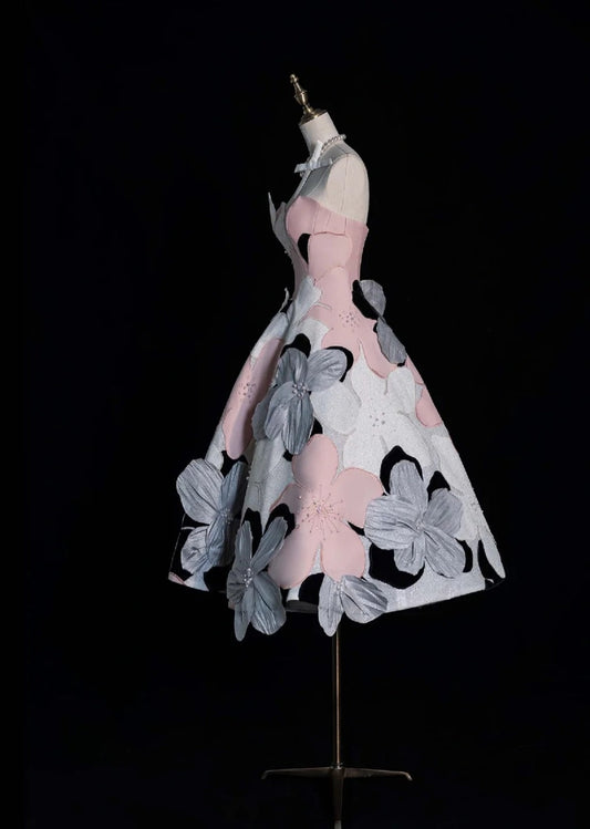 Fairy Chicken Heart A-Line Short Prom Dress with Appliqué, Pink Birthday Dress DP3789