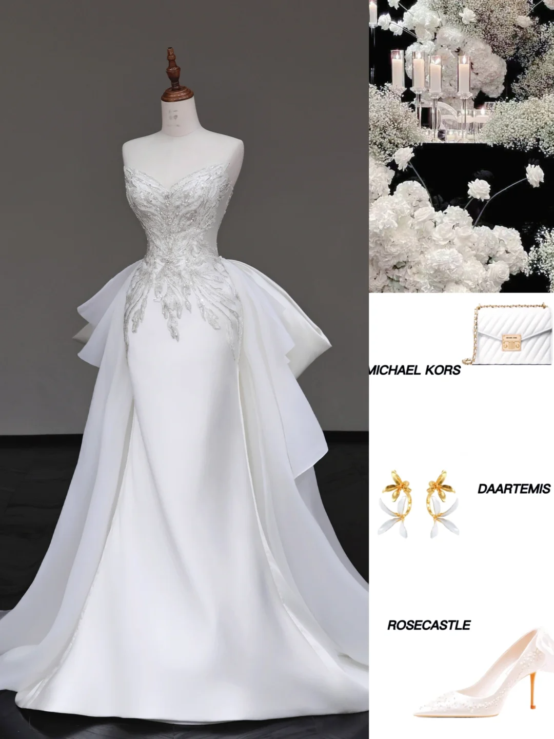 Unique Bridal Gown Mermaid Sweetheart White Satin Wedding Dresses Beads Bridal Gowns DP690