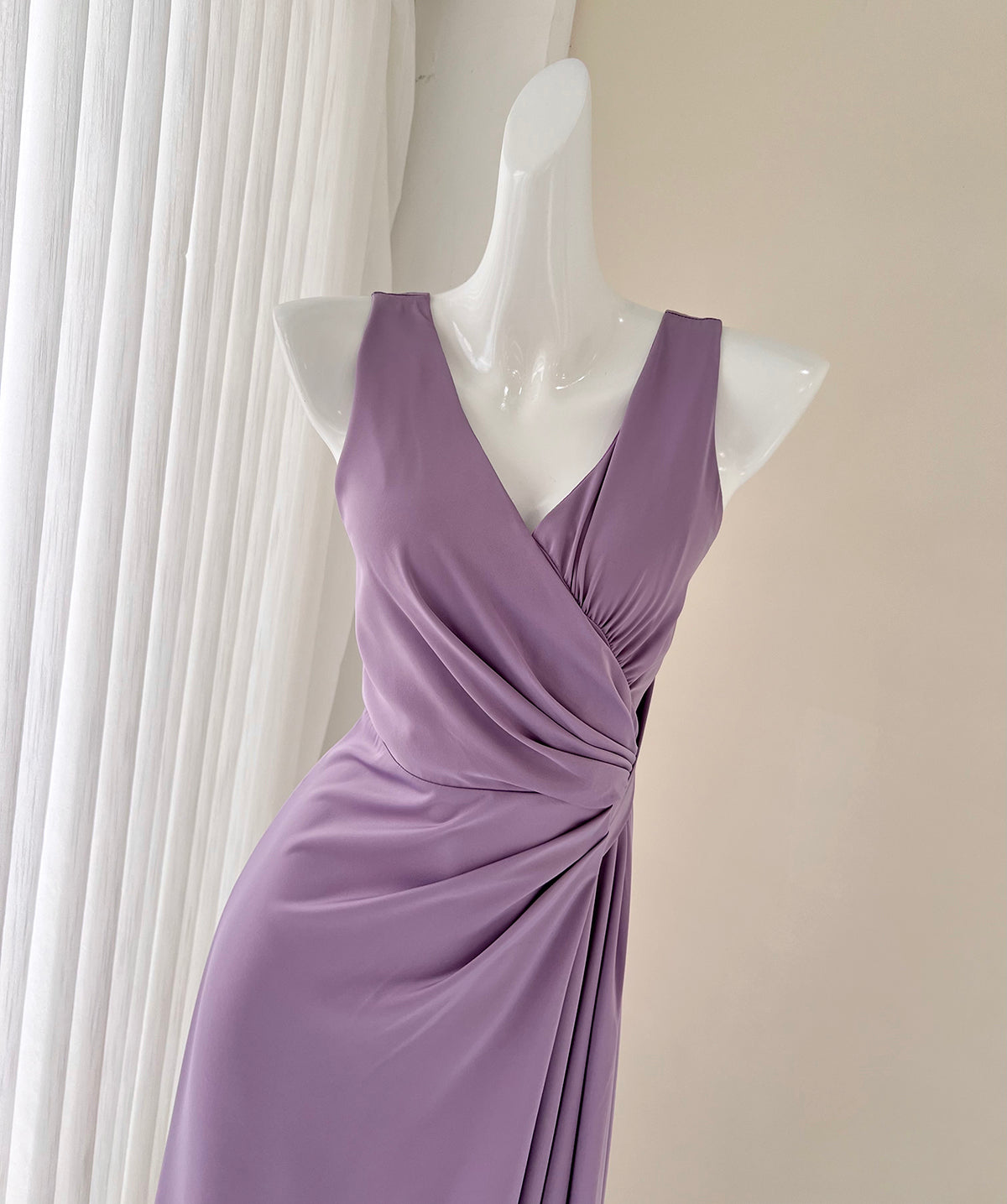 Purple Irregular patchwork pleated flowing dress ED01044