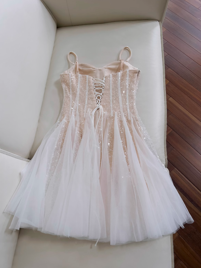 suspender dress tulle sequin party birthday dress HZ1024