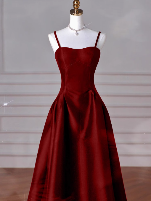 A-Line Sweetheart _¤ï_Prom Dress for Birthday&Graduation-Burgundy Satin Long Formal Evening Dress ED01133