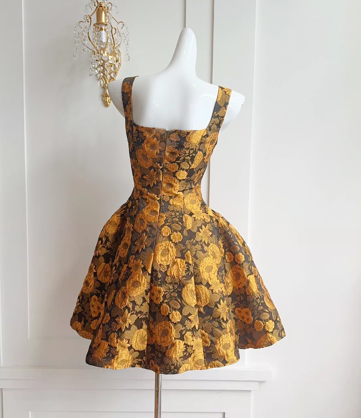 French 3D Flower Sling Dress ED01171